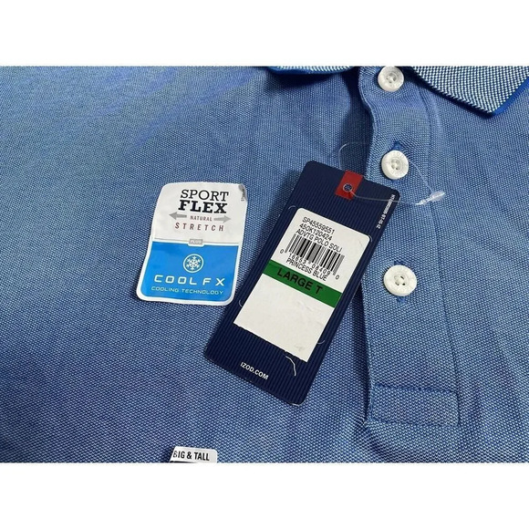 IZOD Advantage Performance Men’s Size Large Tall Blue Polo Shirt Short Sleeve - Picture 3 of 8